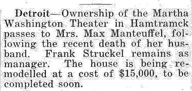 Martha Washington Theatre - 1938 Article From James